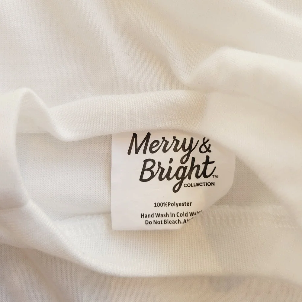 Merry‎ & Bright Official Cookie Tester Dog Shirt White Christmas Gingerbread Med